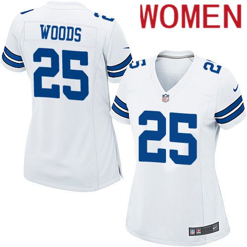 Women Dallas Cowboys #25 Xavier Woods Nike White Team Game NFL Jersey